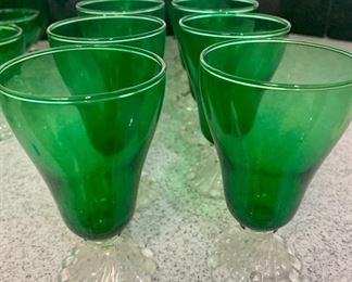 #52- 25 piece-Anchor Hocking forest green Boopie Burple glassware- $50