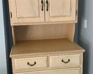 #62- Cute unfinished wooden cabinet- 33 1/2w x 81t x 25d (hutch is not removable)- $100