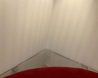 $100 custom made corner side table for behind modern couch