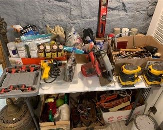 He refinished furniture. So you've got all kinds of clamps, sanders, planes etc.