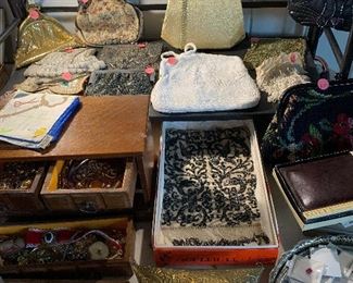 Antique and vintage purse collection.