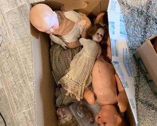 Box of antique bisque dolls. HELP US!!!!!