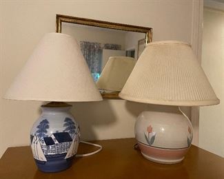 Blue & white Shard pottery table lamp of Maine , tulip pottery lamp