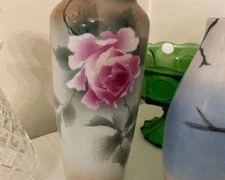 Antique C T Altwasswer painted rose porcelain vase 