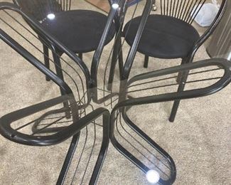 123 Italian Fly Line Glass Table and Two Chairs