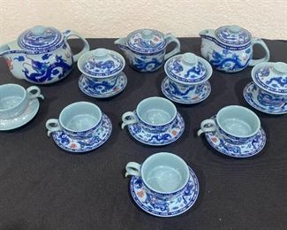 103 Asian Tea Set with Dragon Design