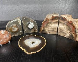 022 Agate Polished Fossil Bookends