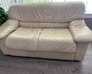 013 Beige Leather Loveseat