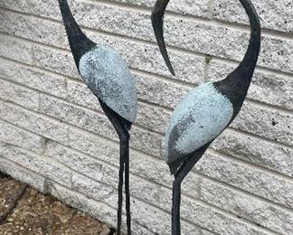  $  50    2/ Pair of crane metal sculpture •  36high 6across