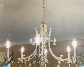 $ 95    18/ White metal chandelier •  37high 27 wide cross