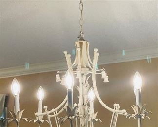 $ 95    18/ White metal chandelier •  37high 27 wide cross