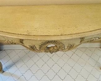 $195    20/ French Provencal style console yellow  •  28 high 66 wide 20 deep