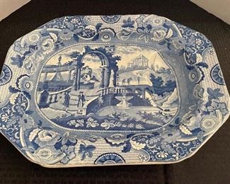 $ 75    26/ Blue&White English transferware meat platter with well  •  21 x 16