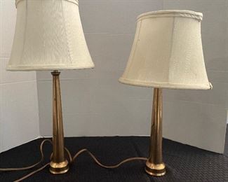 $100    19/ Pair of Elkhart IND brass lamps •  18high