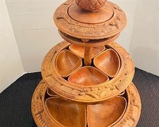 $150    36/ Hawaii Carved serving tower Pineapple •  27x16