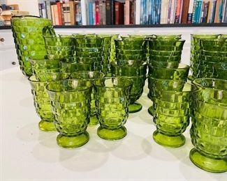 $ 70   37/ Set of green glassware 1 pitcher, 18tumblers 6medium 8juice