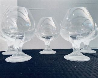 $195     38/ Set of 6 “N” Cristallerie de Nancy, France 1987 French crystal bourbon glasses with frosted Eagle •  6high
