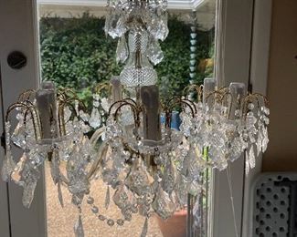 $50   57/ Crystal and plastic chandelier with gold 