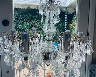 $50   57/ Crystal and plastic chandelier with gold 