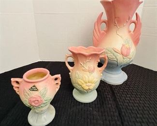 $50   61/ Large Hull vase pink, baluster shaped  & $24 each smaller ones 