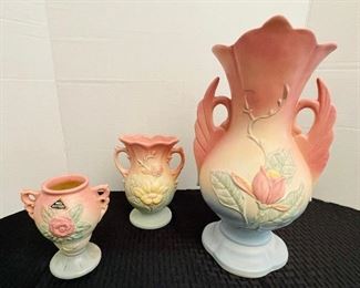 $50   61/ Large Hull vase pink, baluster shaped  & $24 each smaller ones