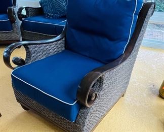 $1,395   64/ Frontgate 3 pieces patio set 
 loveseat  •  36high 57wide 40 deep 
club chair  •  36high 31wide 40 deep