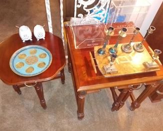 Nesting Tables set with fine Judaica,