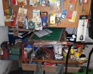 Garage workbench loaded w Tools and equipment!,