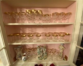 Beautiful Gilded Crystal Champagne flutes wine water glasses goblets