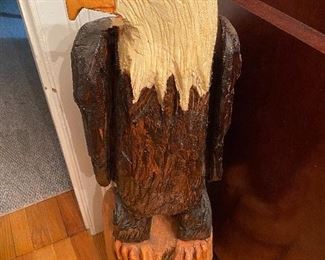 Carved Wooden 4’ tall Bald Eagle