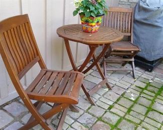 Three piece wooden bistro set