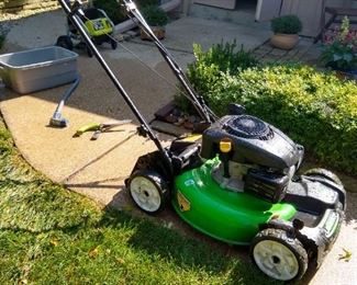 LawnBoy self propelled lawnmower with lawn bag. Starts with one or two easy pulls
