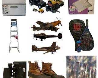 Sony Entertainment System, GE Stainless Steel Refrigerator, Wall Art, Dining Table & Chairs, Bedroom Furniture, Daybed, 13 Model Airplanes, Large CD Collection, Yard Tools, Etc.

Power Line 880 BB Rifle, Winchester Air Rifle, Racquetball Equipment, Vintage Playboy, Playgirl 1956, Penthouse & Hustler, Etc.