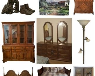 Sony Entertainment System, GE Stainless Steel Refrigerator, Wall Art, Dining Table & Chairs, Bedroom Furniture, Daybed, 13 Model Airplanes, Large CD Collection, Yard Tools, Etc.

Power Line 880 BB Rifle, Winchester Air Rifle, Racquetball Equipment, Vintage Playboy, Playgirl 1956, Penthouse & Hustler, Etc.