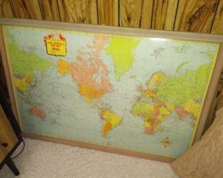 Vintage framed wall map