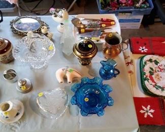 Singing  Bird Vase, Grecian Covered Urn, Cooper Pitcher, New Christmas Kitchen, Blue Glass