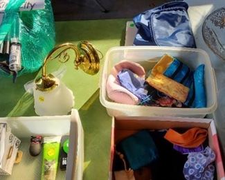 2 Lg  Glass Serving Bowels - One Silver Plated,  Silk Jewelry  holders, Wall Lamp