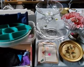 Centerpiece or Serving Bowels - One etched with Silver