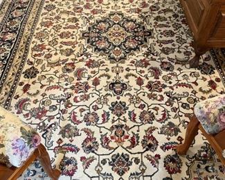BEIGE, BLUE AND RED RUG 8' BY 11'3"