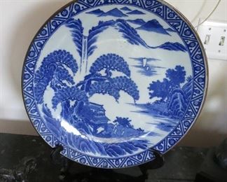 Large Antique Blue & White Charger