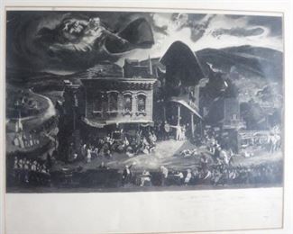 Reproduction of the Original Concept Drawing for the Original Production of "Inherit the Wind" with a personal note from Jerome Lawrence