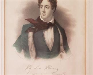 Antique Hand-Tinted Etching of Lord Byron