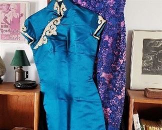 Vintage Silk and Lace Embroidered Mandarin "Cheongsam" Dresses 