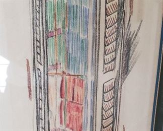 "French Window" Orig. Crayon Drawing
