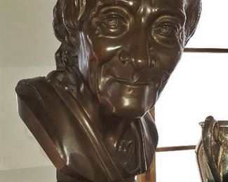 Large "Voltaire" Bronze by Barbedienne after Houdon