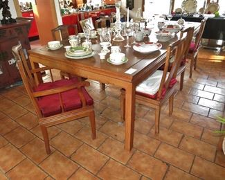 Mid-Century Asian-Style Dining Table has SOLD!  But lots of Fine China, Silver & Crystal, left.