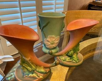 Pair of Toseville vases and Weller vase