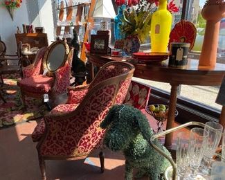 Pair of Ruby and Gold Chairs, $575 each, $950 pair