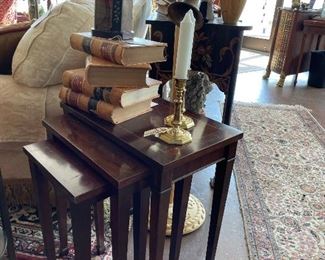 Lane Inlaid Nesting Tables, $250, [tallest 24"H x 21" W x 13" D]