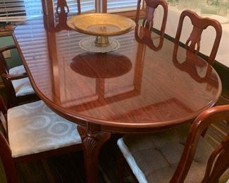 Federal style cherry wood dining table and chairs
